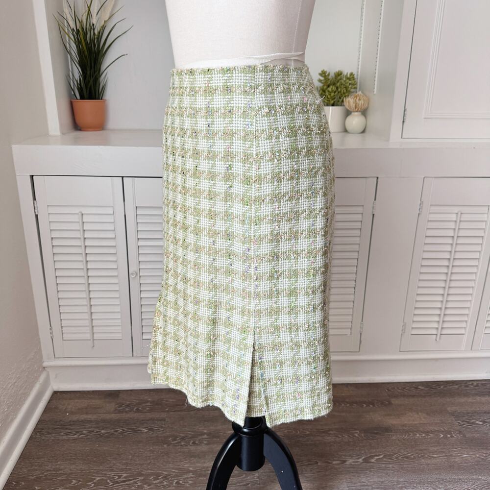Vintage Requirements Green Plaid Tweed Inverted Pleats Skirt Size 10 - Picture 2 of 6